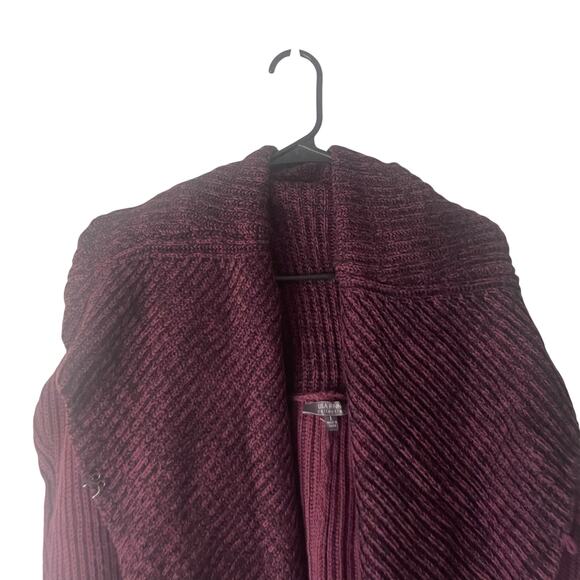 Lisa Rinna Collection Women Large Red Maroon Wrap Cardigan Chunky Sweater - Picture 3 of 10